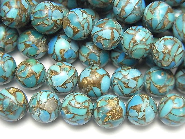 Copper Turquoise & Amazonite, Round Gemstone Beads