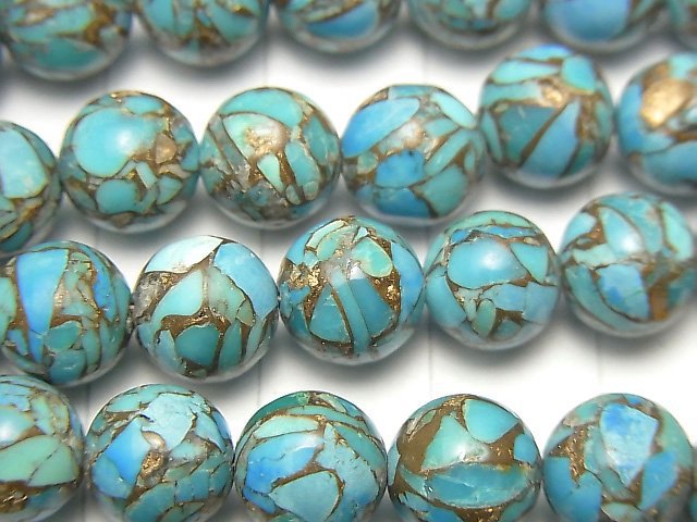 [Video] Blue Copper Turquoise AAA Round 8mm half or 1strand beads (aprx.7inch/18cm)