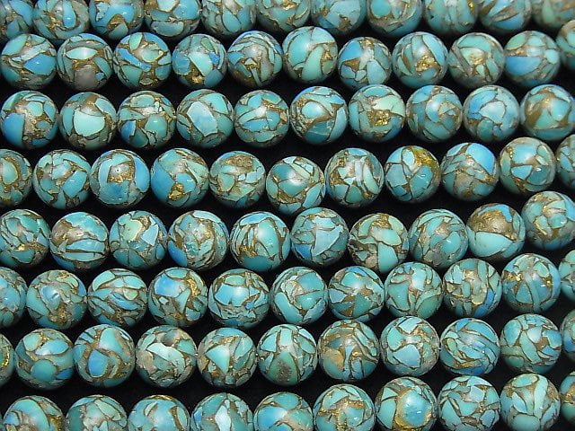 [Video] Blue Copper Turquoise AAA Round 8mm half or 1strand beads (aprx.7inch/18cm)