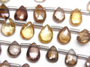 [Video]High Quality Natural Multi-Color Zircon AAA Pear Shape Faceted Briolette 1strand beads (aprx.7inch/17cm)