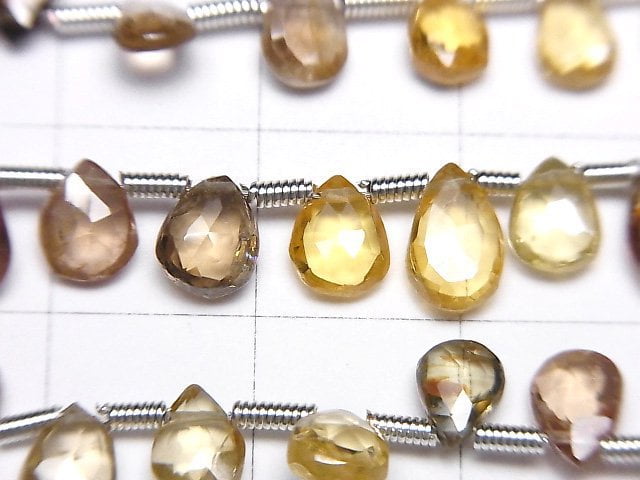 [Video]High Quality Natural Multi-Color Zircon AAA Pear Shape Faceted Briolette 1strand beads (aprx.7inch/17cm)