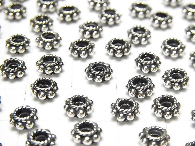 Bali Silver Roundel 6x6x3mm Oxidized Finish 2pcs
