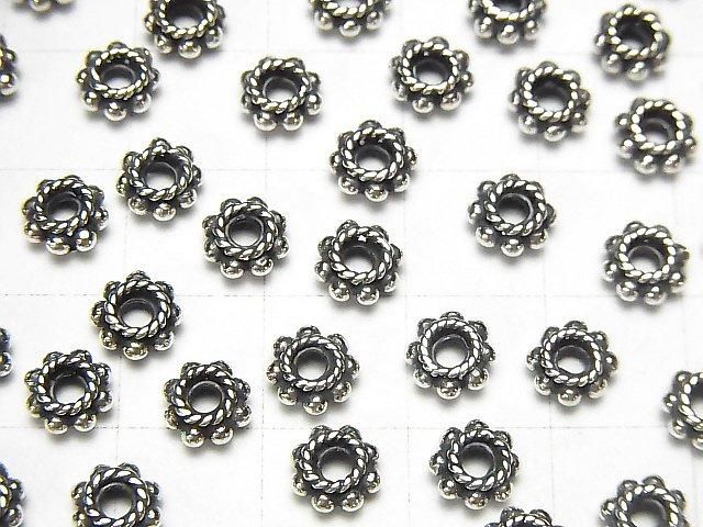 Bali Silver Rondelle 6x6x3mm Oxidized Finish 2pcs