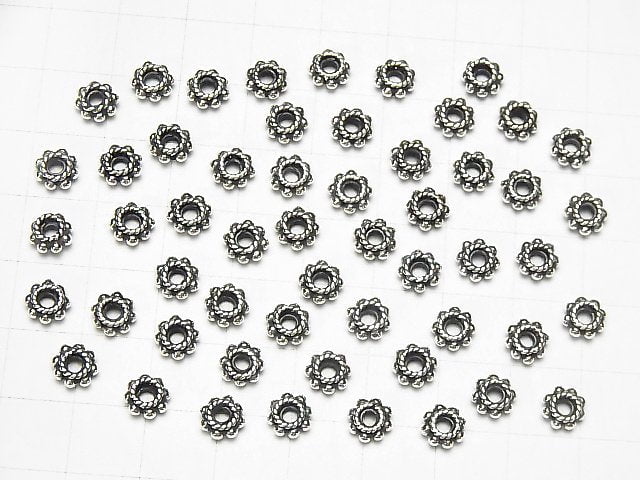 Bali Silver Roundel 6x6x3mm Oxidized Finish 2pcs