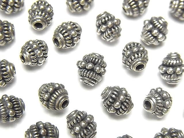 Bali Silver Roundel 7x6x6mm Oxidized Finish 2pcs