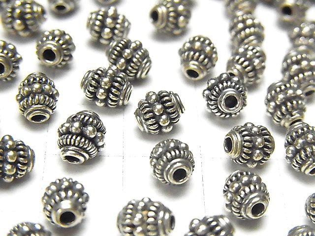 Bali Silver Roundel 7x6x6mm Oxidized Finish 2pcs