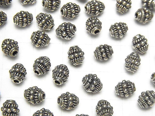 Bali Silver Roundel 7x6x6mm Oxidized Finish 2pcs