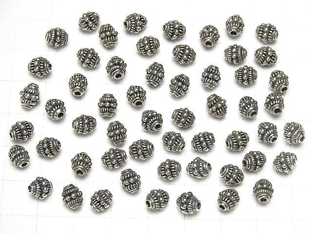 Bali Silver Roundel 7x6x6mm Oxidized Finish 2pcs
