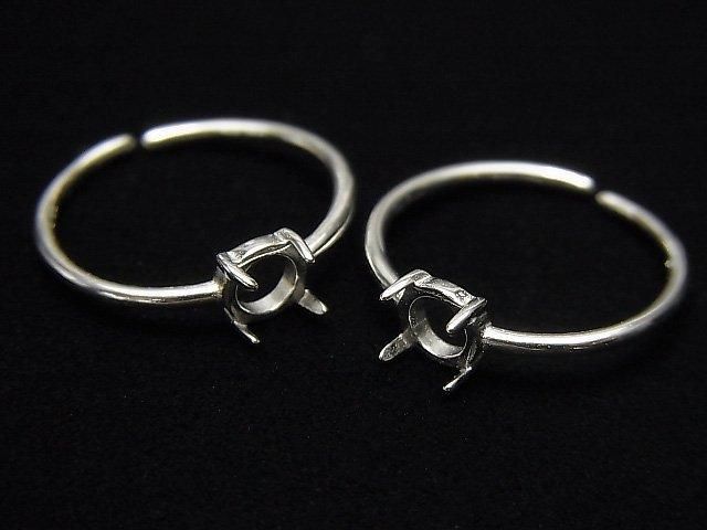 [Video] Silver925 Ring Frame (Prong Setting) Round 5mm Rhodium Plated Free Size 1pc