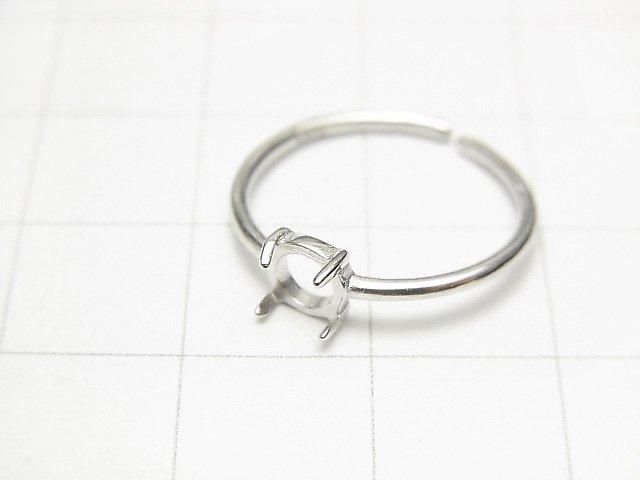 [Video] Silver925 Ring Frame (Prong Setting) Round 5mm Rhodium Plated One Size Fits All 1pc