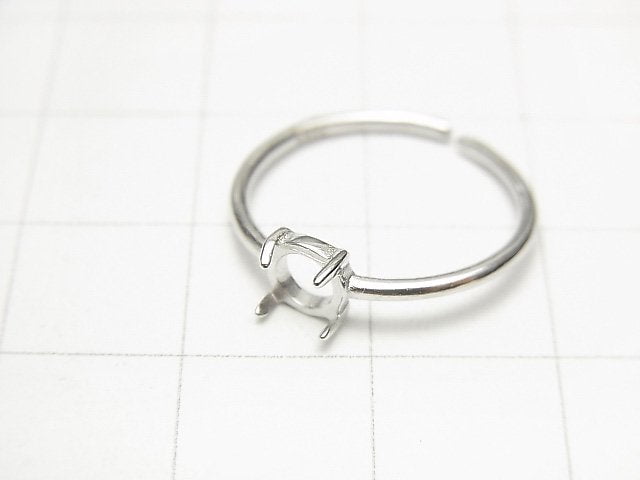 [Video] Silver925 Ring Frame (Prong Setting) Round 5mm Rhodium Plated Free Size 1pc