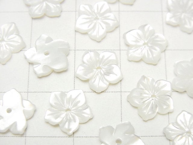 [Video] High Quality White Shell (Silver-lip Oyster )AAA Flower [8mm][10mm][12mm] Center hole 4pcs