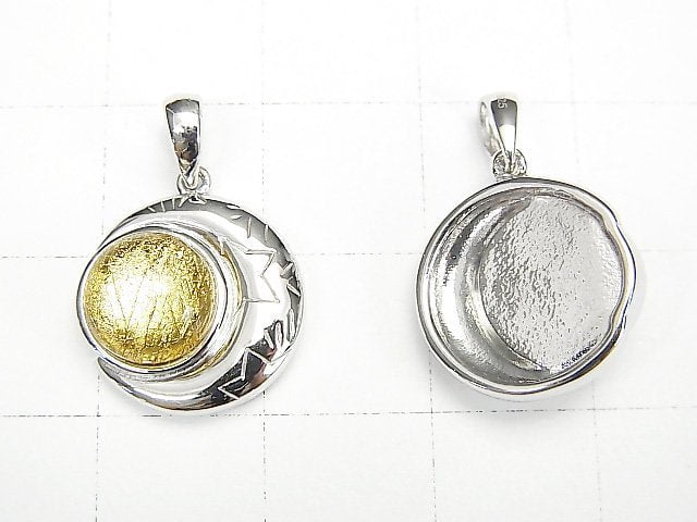 [Video]Meteorite Moon Motif Pendant 14x14mm Gold Silver925