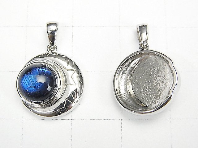 [Video] Meteorite Moon Motif Pendant 14x14mm Blue Silver925