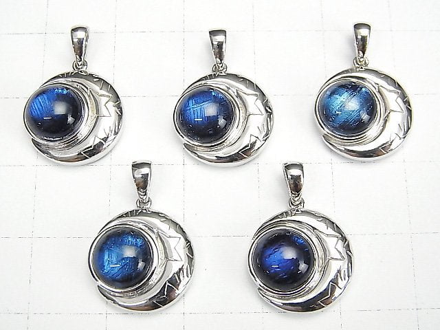 [Video] Meteorite Moon Motif Pendant 14x14mm Blue Silver925