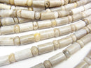 [Video] Silver Leaf Jasper Rondelle & Tube 1strand beads (aprx.15inch / 38cm)