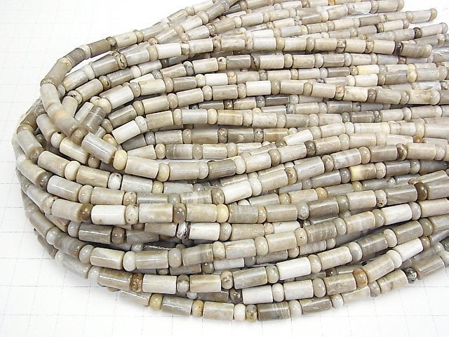 [Video] Silver Leaf Jasper Roundel & Tube 1strand beads (aprx.15inch / 38cm)