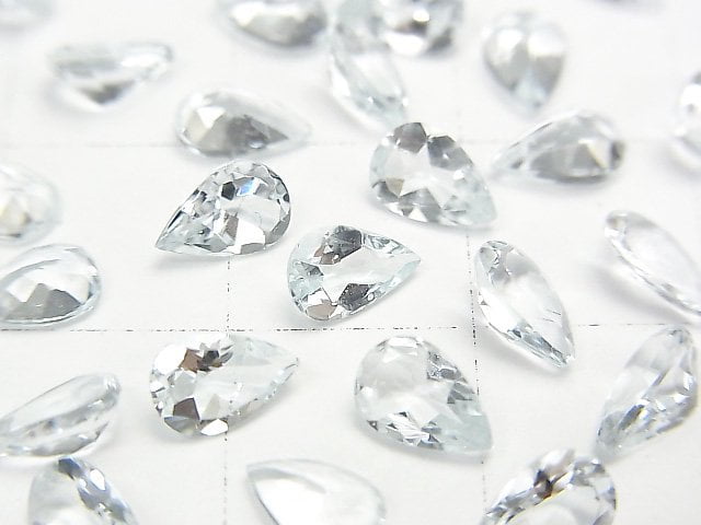 [Video] High Quality Aquamarine AAA Undrilled Pear shape Faceted 6x4mm 4pcs