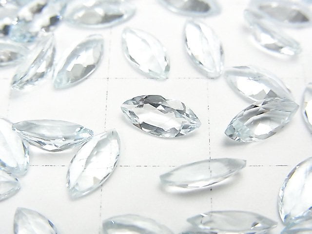 [Video] High Quality Aquamarine AAA Undrilled Marquise Faceted 8x4mm 2pcs