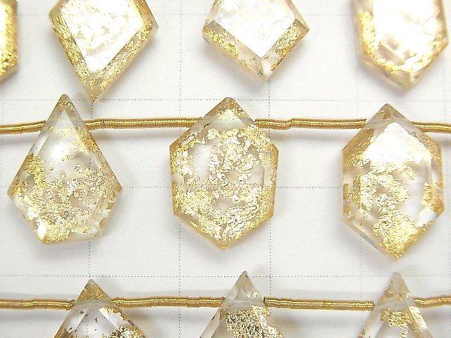 [Video] Doublet Crystal AAA fancy shape cut gold 1strand beads (aprx.7inch/18cm)