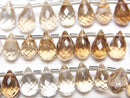 [Video]High Quality Brown Topaz AAA Drop Faceted Briolette half or 1strand beads (aprx.7inch/18cm)