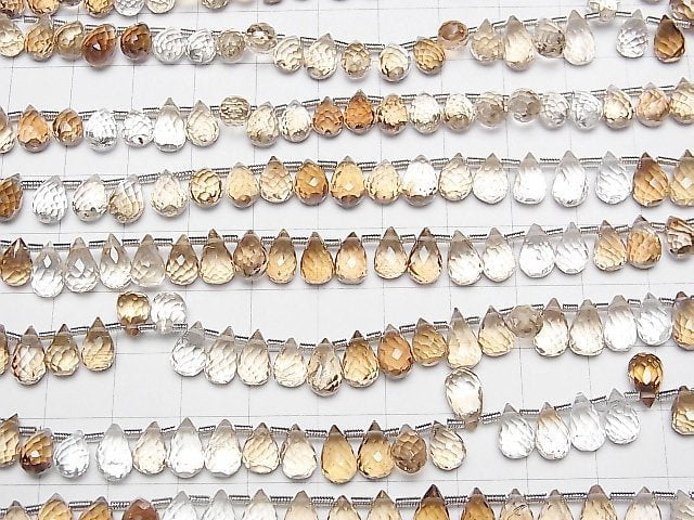 [Video]High Quality Brown Topaz AAA Drop Faceted Briolette half or 1strand beads (aprx.7inch/18cm)