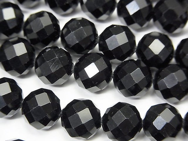 Black Crystal (Morion), Faceted Round Gemstone Beads