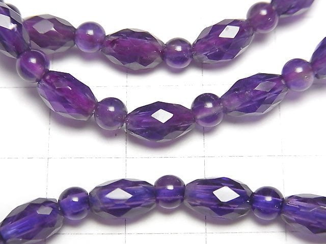 [Video] High Quality! Amethyst AA++ Round Cut x Faceted Rice Bracelet