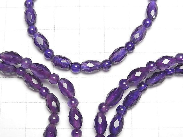 [Video] High Quality! Amethyst AA++ Round Cut x Faceted Rice Bracelet