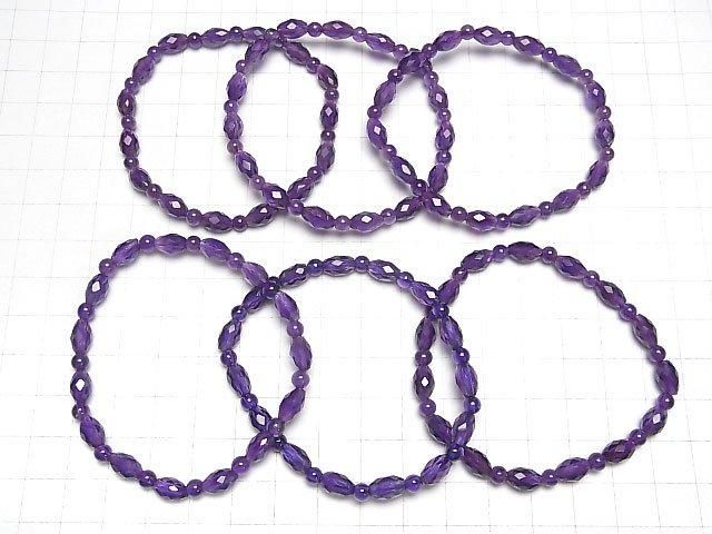 [Video]High Quality! Amethyst AA++ Round xFaceted Rice Bracelet