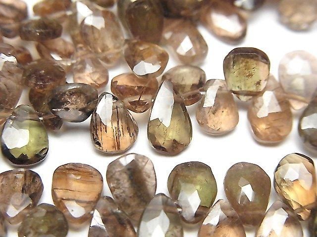 [Video]High Quality Andalusite AAA- Pear shape Faceted Briolette half or 1strand beads (aprx.8inch/20cm)