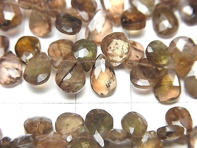 [Video]High Quality Andalusite AAA- Pear shape Faceted Briolette half or 1strand beads (aprx.8inch/20cm)