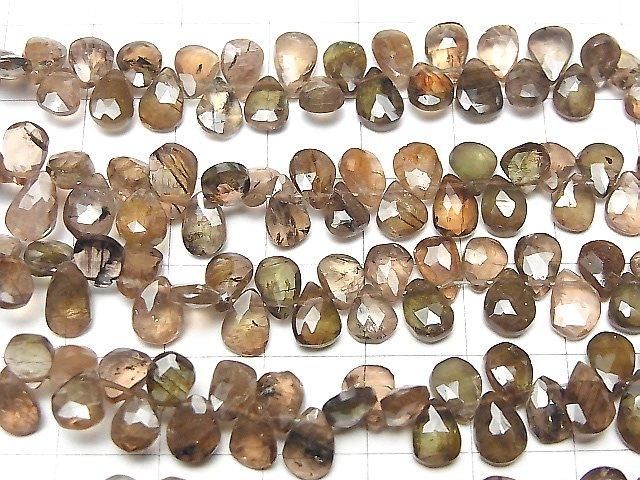 [Video]High Quality Andalusite AAA- Pear shape Faceted Briolette half or 1strand beads (aprx.8inch/20cm)