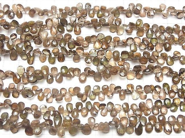 [Video]High Quality Andalusite AAA- Pear shape Faceted Briolette half or 1strand beads (aprx.8inch/20cm)