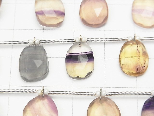 [Video] Multicolor Fluorite AAA- Freeform Single Sided Rose Cut 1strand (10pcs)