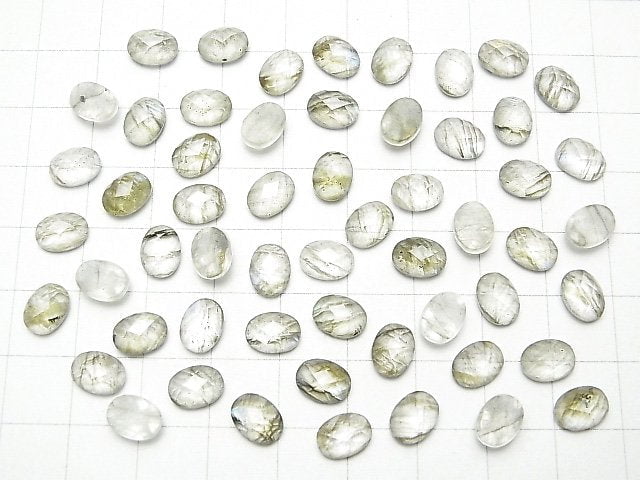 [Video] Labradorite x Crystal AAA Oval Faceted Cabochon 8x6mm 3pcs