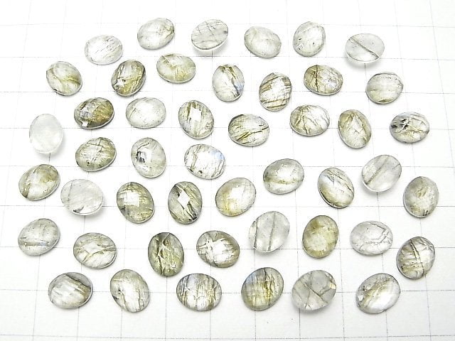 [Video] Labradorite x Crystal AAA Oval Faceted Cabochon 10x8mm 2pcs