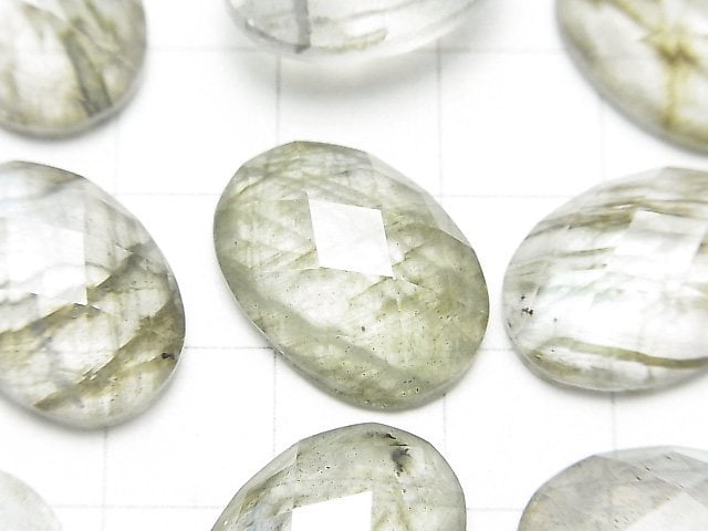 [Video] Labradorite x Crystal AAA Oval Faceted Cabochon 18x13mm 1pc