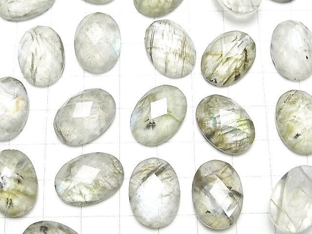 [Video] Labradorite x Crystal AAA Oval Faceted Cabochon 18x13mm 1pc
