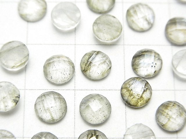 [Video] Labradorite x Crystal AAA Round Faceted Cabochon 6x6mm 3pcs