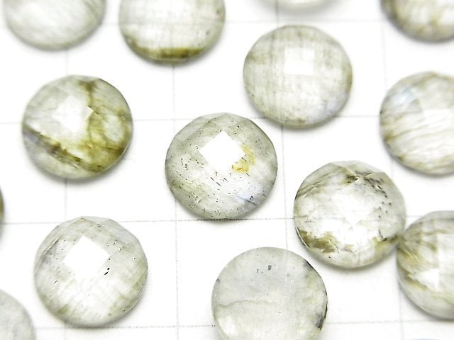 [Video] Labradorite x Crystal AAA Round Faceted Cabochon 10x10mm 2pcs