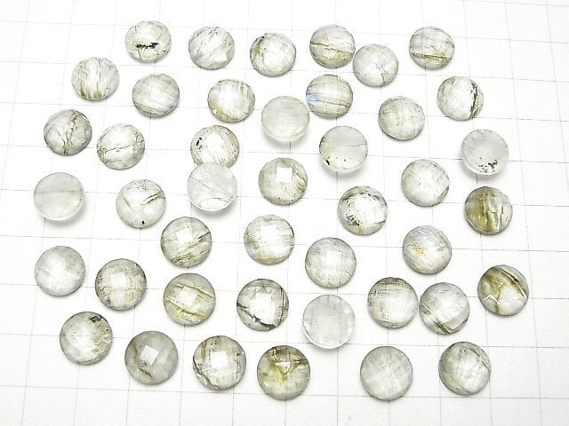 [Video] Labradorite x Crystal AAA Round Faceted Cabochon 10x10mm 2pcs