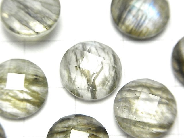 [Video] Labradorite x Crystal AAA Round Faceted Cabochon 12x12mm 2pcs