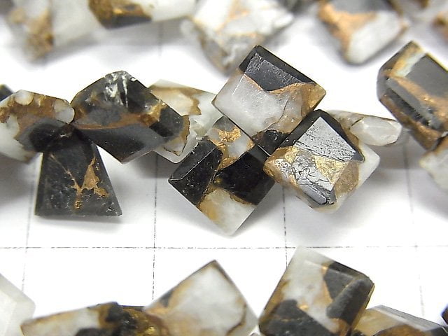 [Video]Copper Calcite Obsidian AAA Rough Slice Faceted half or 1strand beads (aprx.5inch/13cm)