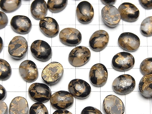 [Video]Copper Calcite Obsidian AAA Oval Cabochon 10x8mm 5pcs