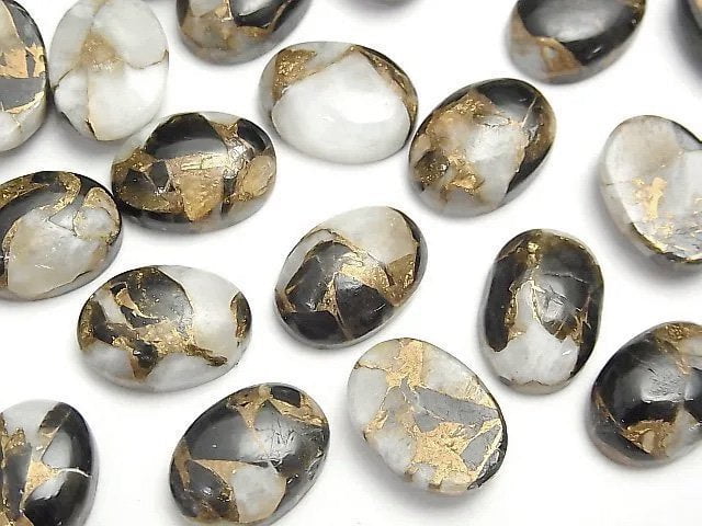 [Video]Copper Calcite Obsidian AAA Oval Cabochon 14x10mm 3pcs