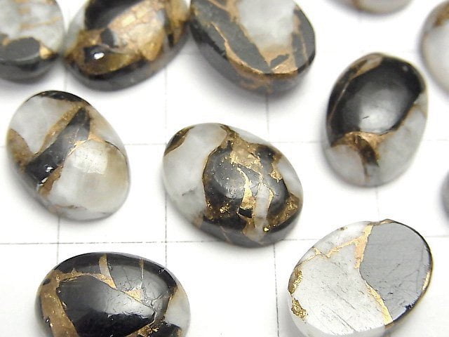 [Video]Copper Calcite Obsidian AAA Oval Cabochon 14x10mm 3pcs