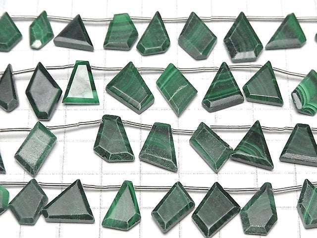 [Video] Malachite AA++ Rough Slice Faceted 1strand beads (aprx.8inch / 20cm)