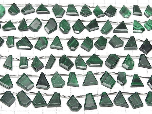 [Video] Malachite AA++ Rough Slice Faceted 1strand beads (aprx.8inch / 20cm)