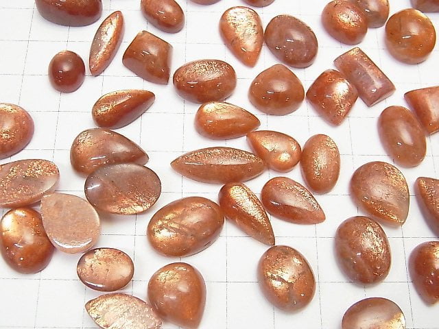 [Video] High Quality Sunstone AAA- Cabochon Mix Shape 2pcs